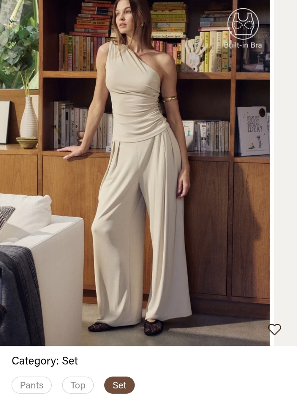 OGL One Shoulder Top With Wide Leg Pants Set - Brown. NWT